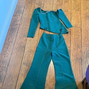 Chic Teal Women's Flare Pants Set